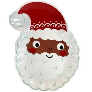 Black Santa Claus Serving Platter Tray Red African American Christmas Holiday